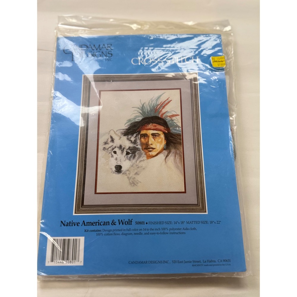 Vintage Candamar Designs Native American & Wolf Cross Stitch Kit